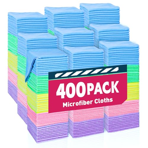 Microfiber Towels Bulk (5 Colors / 400 Pack)
