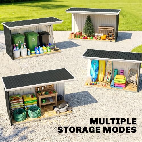 9' x 4' Outdoor Storage Shed Sloping Roof Lockable Door Gray (Dark Gray / 9' x 4')