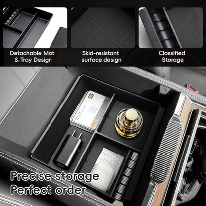Car Center Console Organizer Tray Compatible for 2022 2023 2024 2025 2026 Grand Wagoneer L Accessories for Grand Wagoneer 2022 2023 2024 2025 2026 Armrest Storage Box Organizer