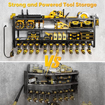 Power Tool Organizer Wall Mount with Charging Station (Black / 49" W)