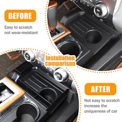 Center Console Organizer Tray ABS Black Multifunction Storage Box Fit for Toyota Tundra 2014