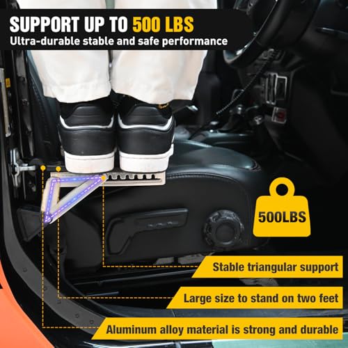 Car Door Step Universal Aluminum Latch Step for Car Roof Access Portable Folding Car Door Latch Hook Step Multi (Black)