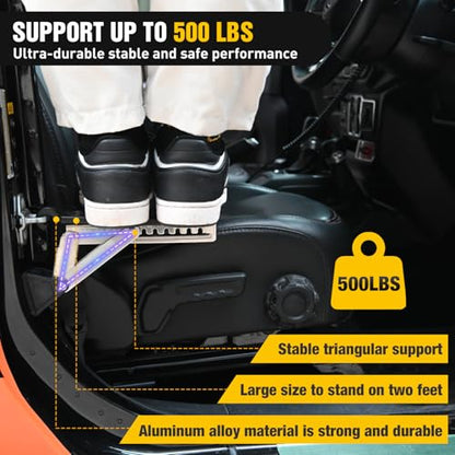 Car Door Step Universal Aluminum Latch Step for Car Roof Access Portable Folding Car Door Latch Hook Step Multi (Black)