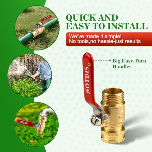 Brass Garden Hose Shut Off Valve with Full (1 way hose splitter)