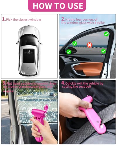 Car Glass Breaker and Seatbelt Cutter (Pink-1pc.)