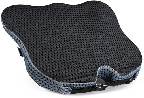 Wedge Car Seat Cushion for Better Visibility & Sciatica Pain Relief (Black)