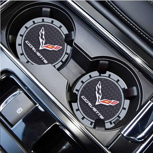 Car Cup Holder Coaster for Corvette C4 C6 C5 C7 C8 Z06 Recessed Silicone Cupholder Coaster Interior Accessories 2.75in 2Pack (Gray-03)