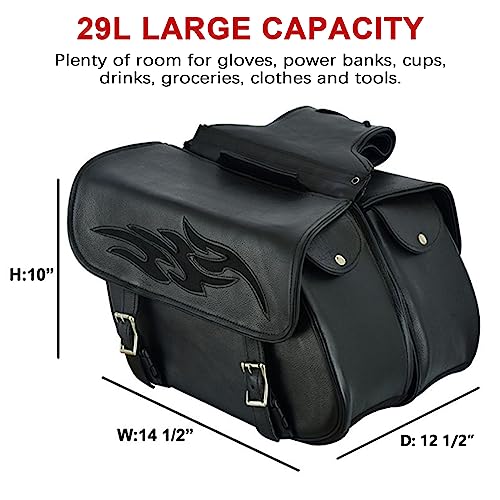 Naked Cowhide Leather Motorcycle Saddle Bags Throw Over Saddlebags