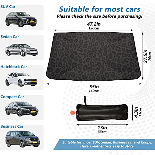 Black Leopard Windshield Sun Shade Umbrella Animal Skin Print Foldable Car Front Window Sunshade Blocks UV Rays Heat Keep Vehicle Cool (multi 1)