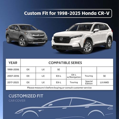 10 Layers SUV Car Cover Custom Fit for Honda CRV CR (Black Gray / Custom Fit for Honda CR-V)