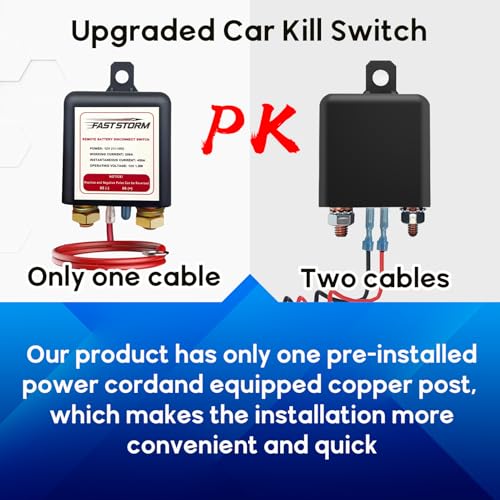 Side Post Remote Battery Disconnect Switch 12V (250A Remote Battery Kill Switch)
