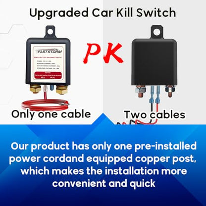 Side Post Remote Battery Disconnect Switch 12V (250A Remote Battery Kill Switch)