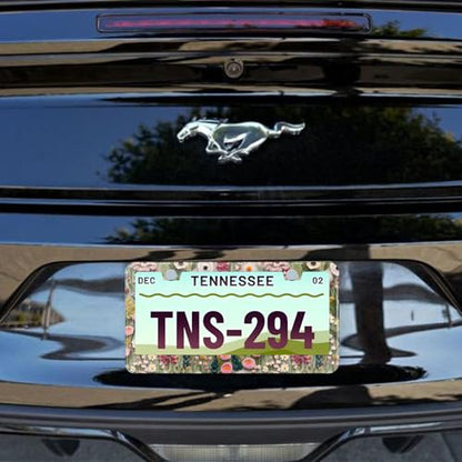 3D License Plate Frame Embroidered Floral Pattern Stainless Steel License Plate Frames Holder Covers Rust (Embroidery Floarl)