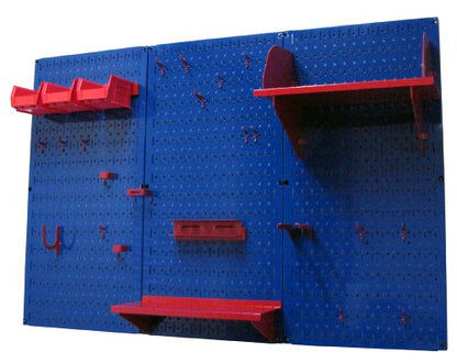 Pegboard Organizer 4 ft. Metal Pegboard Standard Tool Storage Kit with Blue Toolboard and Red Accessories (Blue Pegboard with Red Accessories)