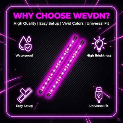 24‑LED USB Car Interior Ambient Light Strips (1 PC / Purple)