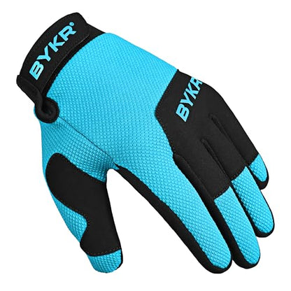 All Weather Motorcycle Gloves for Men & Women (Blue / Large)