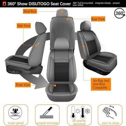 Seat Covers Fit for Toyota Camry (015-Black & Gray / 5PCS Full Set)
