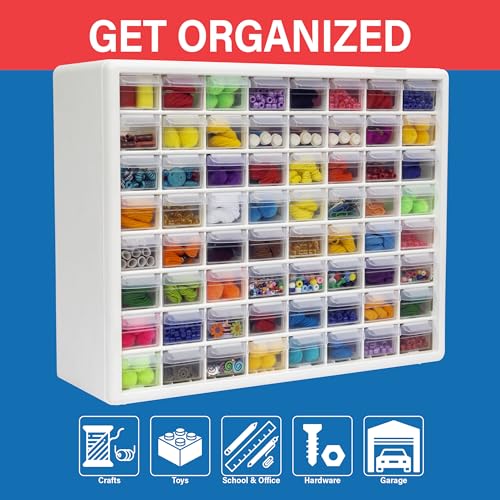 64 Drawer Plastic Storage Cabinet (White / 64 Drawer / 1 Pack)