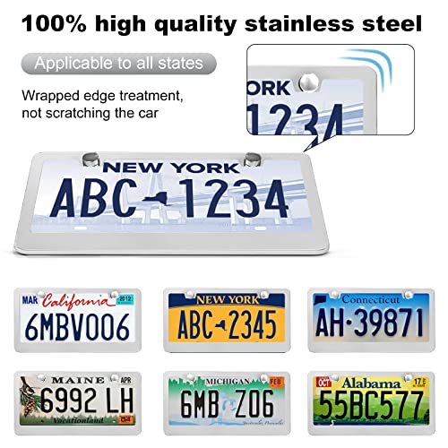 2 Pack License Plate Frames (Silver)