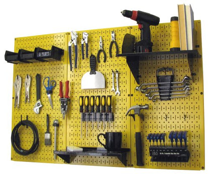 4 ft Metal Pegboard Standard Tool Storage Kit with Yellow Toolboard and Black Accessories (Yellow)