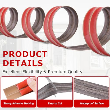 Wall Corner Protector Peel and Stick Corner Trim Molding (1.6 In x 10 Ft / Brown Walnut Wood)