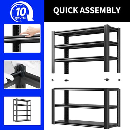 Metal Storage Shelving (Black / 6 Tier - (18"D x 48"W x 82.5"H))