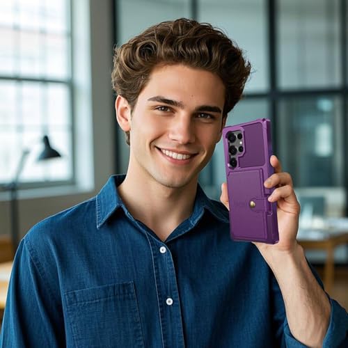 For Samsung Galaxy S25 Ultra Card Holder Case (Purple / Galaxy S25 Ultra)