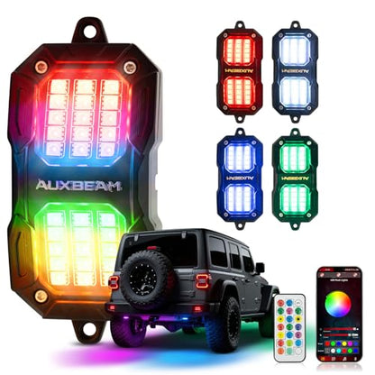 4 Pod RGB LED Rock Lights for Trucks UTV ATV Golf Cart Boat Car (4 Pods)