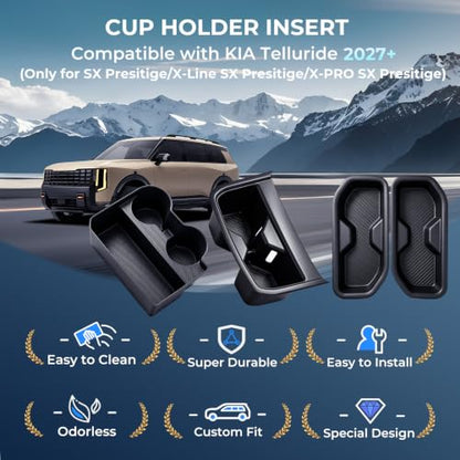 1st & 2nd & 3rd Row Cup Holder Inserts for KIA Telluride 2027+ (Fit for 2027+ Telluride, High Trim)