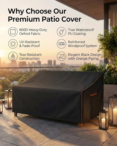 Outdoor Sofa Cover (#Black / 90W x 36D x 33H)