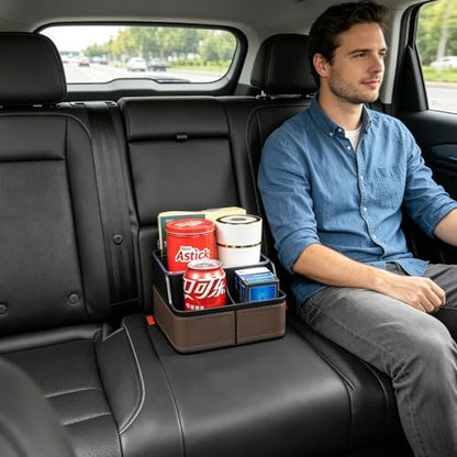 Car Seat Organizer with Compartments (Brown)