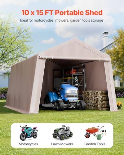 Outdoor Storage Shed (Beige / 10x15x8ft)