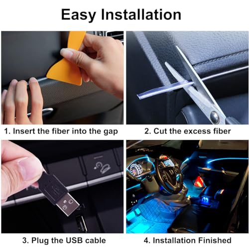 EL Wire Interior Car Lights (Ice Blue / 5M/16.5FT)