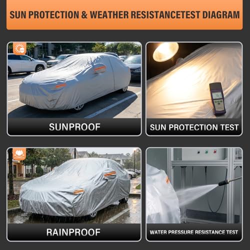 Sedan Car Cover See Vehicle Size Chart for Accurate Fit (Aluminum-Silver / 2 A4 Fit Sedan-Length (186" To 195"))
