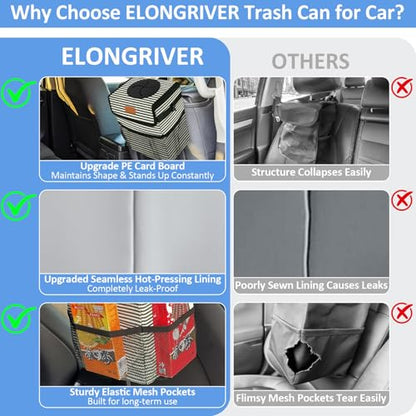 Leak Proof Car Trash Can with Lid Large Stripe (Stripe / 3 Gallons)