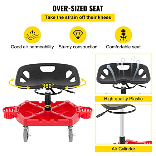 Rolling Garage Stool (Red)