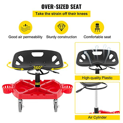 Rolling Garage Stool (Red)