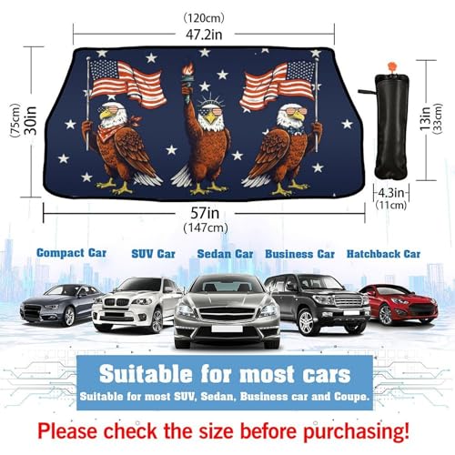 USA Eagle Car Windshield Sun Shade Umbrella Block UV Rays Heat Foldable Windshield Umbrella Sun Visor Protector (One Size / USA Eagle)