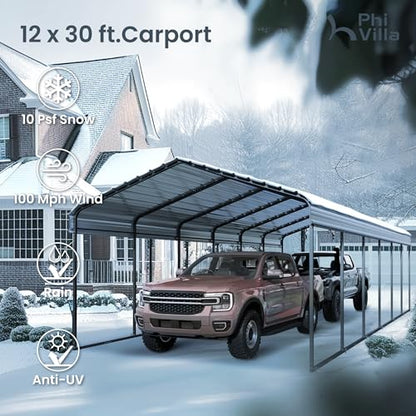 12x30 Carport (Gray / 12X30ft)