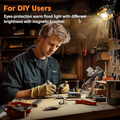 2 Pack 2400LM Magnetic Rechargeable Work Light (Yellow)