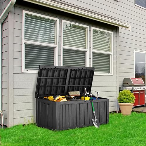 180 Gallon Resin Outdoor Storage Box (Black / 180 gallons)