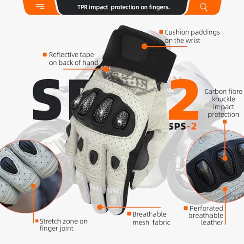 SPS 2 Unisex Touchscreen Road Racing Motorcycle MTB Sports Gloves Also fit BMX MX ATV Mountain Bike Bicycle Cycling Off (White SPS-2 / M Youth)
