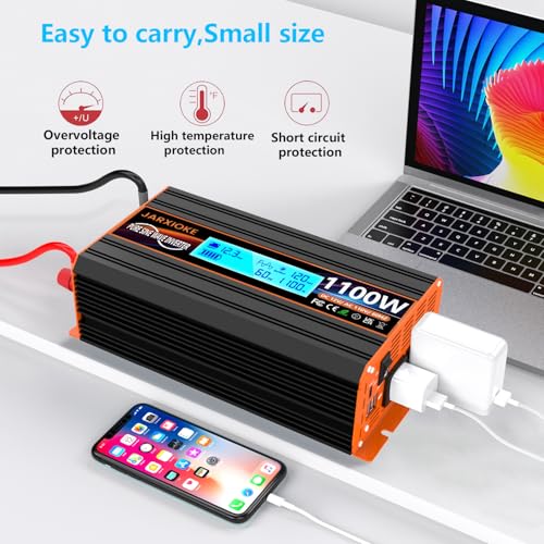 1100 Watt Pure Sine Wave Power Inverter 12V DC to 110V 120V Converter for Family RV Off Grid Solar System Car with Type (PSW-1100W)
