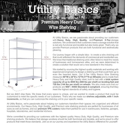 60"x24"x72" Chrome 5 (60"x24"x72" 5-Tier / Chrome)