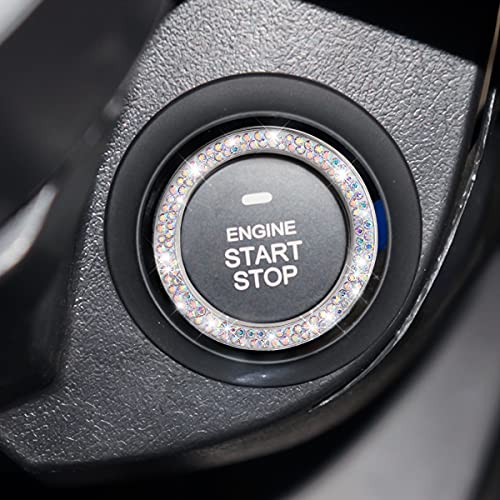 2PCS Zinc Alloy Rhinestone Engine Start Button Rings (AB)