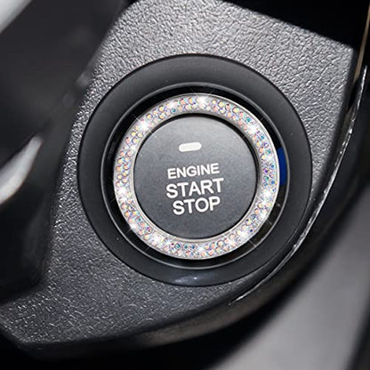 2PCS Zinc Alloy Rhinestone Engine Start Button Rings (AB)