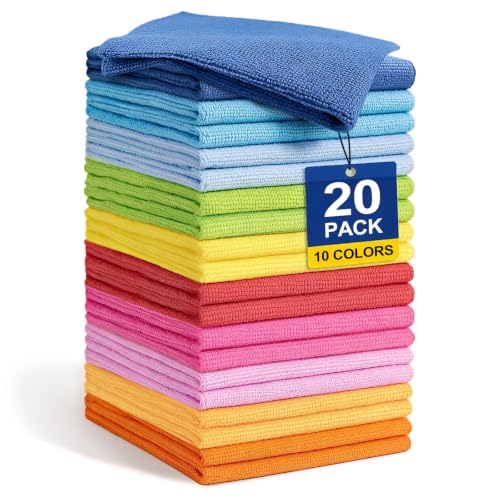 Microfiber Cleaning Cloth 20 Pack (Rainbow / 11.5 x 11.5 Inch)