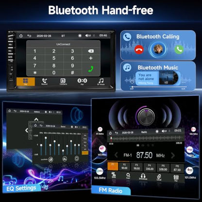 Double Din Car Stereo Radio with Apple Carplay Radio for Car (with CarPlay & Android Auto)