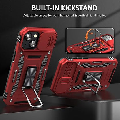 Red Phone Case for iPhone 15 Plus Case with Slide Camera Cover (★ iPhone 15 Plus 【6.7 inches】 / Red)