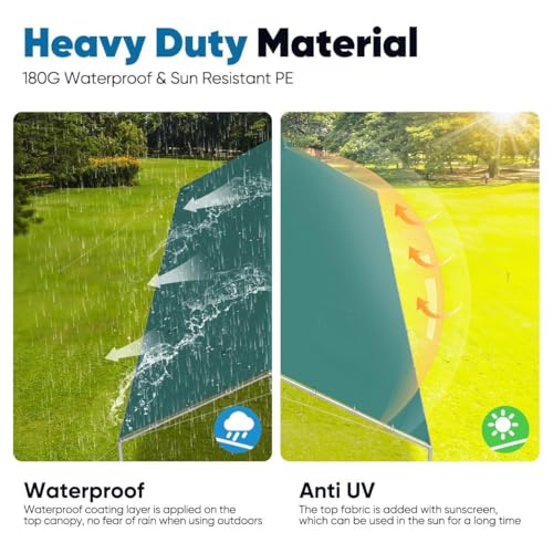 10x15 ft Heavy Duty Car Canopy Galvanized Frame Carport Outdoor Party Tent Boat Shelter with 3 Reinforced Steel Cables (Green / 10'x15')